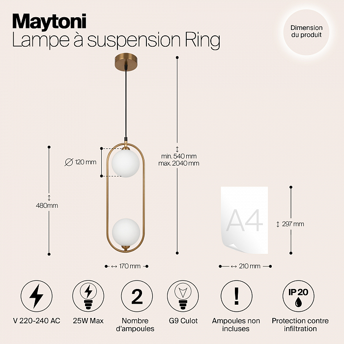 Светильник Maytoni MOD013PL-02BS1